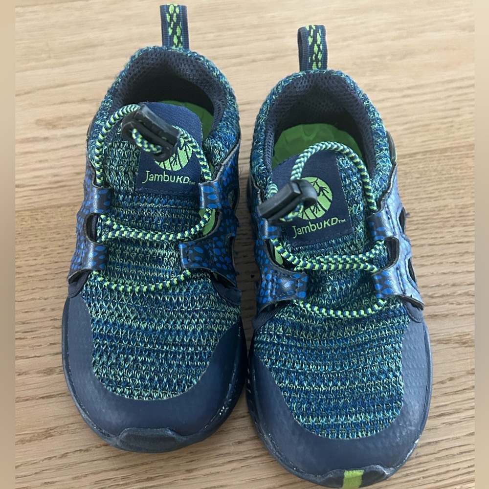 Jambu Kids Navy and Lime Sneakers
